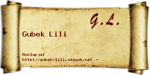 Gubek Lili névjegykártya